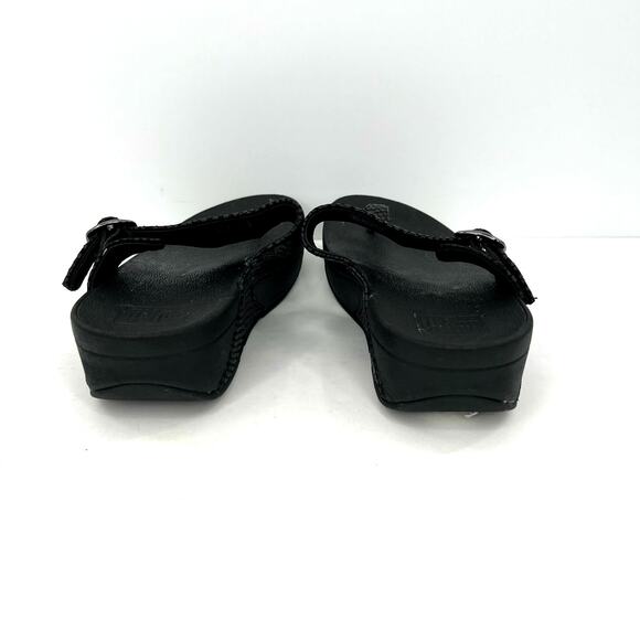 Fitflop women’s The Skinny Black Snake leather flip flop platform sandals shoes - Picture 3 of 5